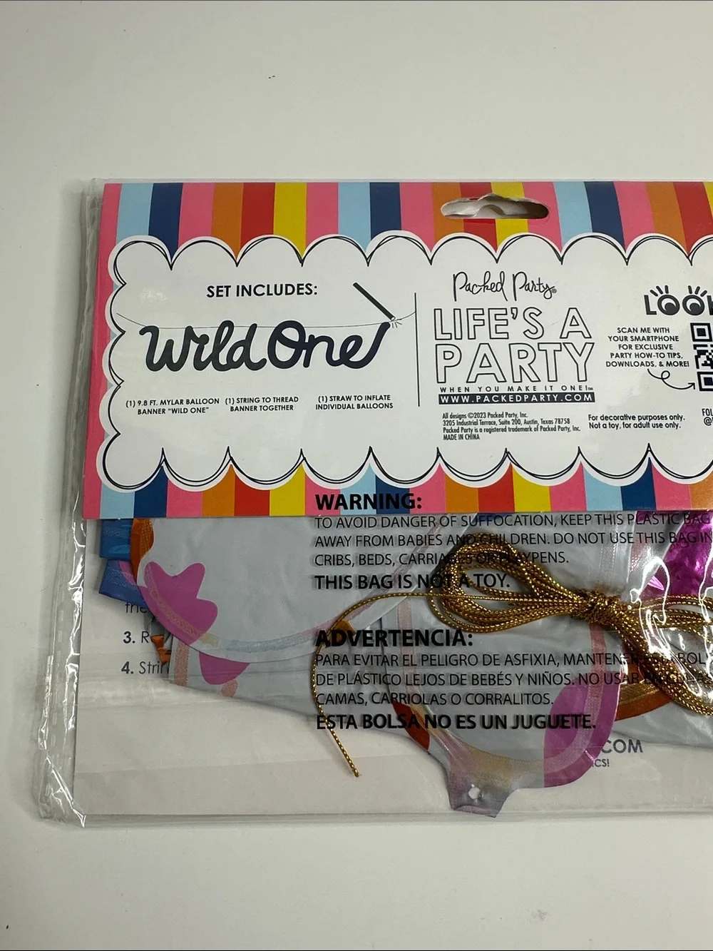 Packed Party Multicolor Confetti Foil 'Wild One' Balloon Banner